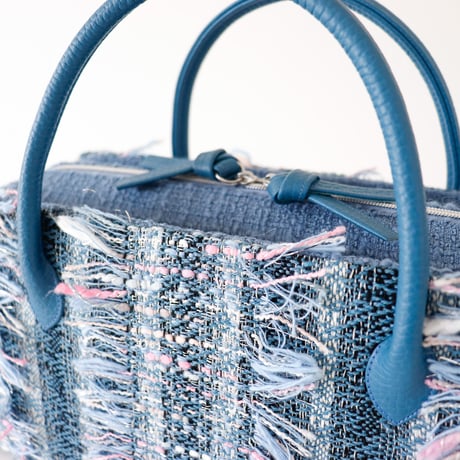利休バッグ / Blue Fancy Tweed/ R_1119