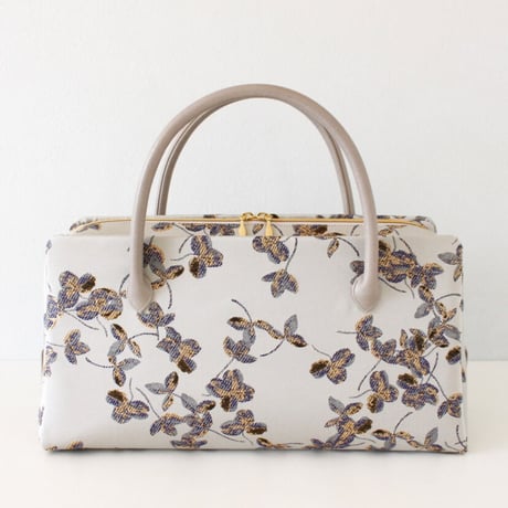 利休バッグ R_1018 / Silver botanical pattern