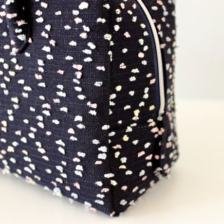 利休バッグ R_1020 / Navy fancy tweed