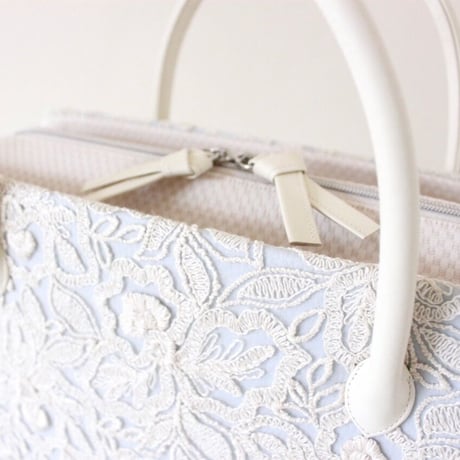 利休バッグ R_1037 / light blue & lace