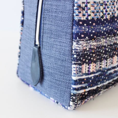 利休バッグ  R_1011 / Malhia kent tweed fabric /navy