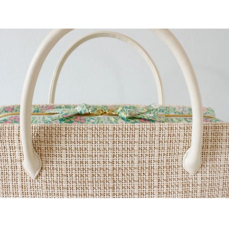 利休バッグ  R_1001  / natural × green