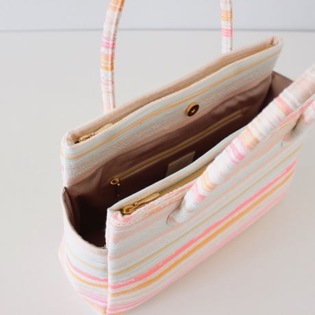 和装トートバッグ W_1032 / Pink Stripes