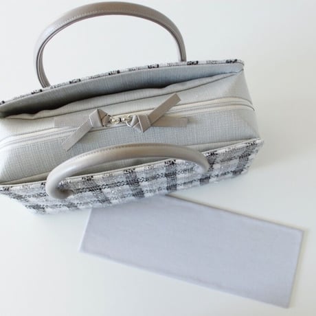 利休バッグ R_1027 / Grey×Silver fancy tweed