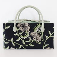 利休バッグ /Black × Green Floral / R_1111