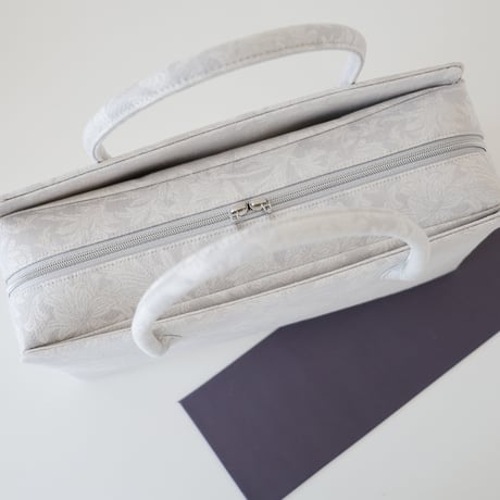 利休バッグ/light gray froral / R_1164
