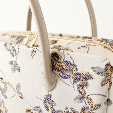 利休バッグ R_1018 / Silver botanical pattern