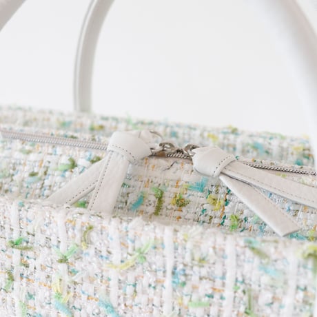 利休バッグ / White Green tweed / R_1061