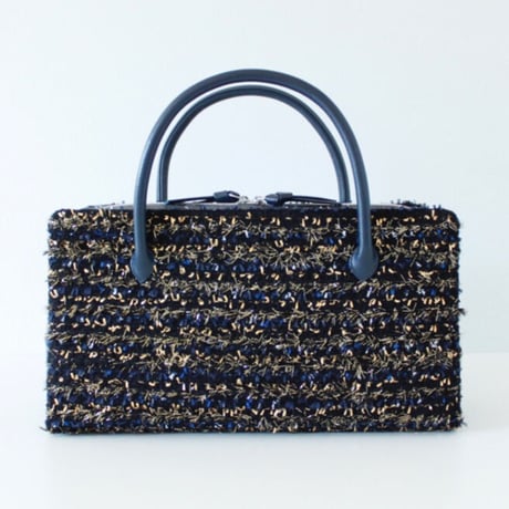 利休バッグ R_1026 / Black×Navy fancy tweed