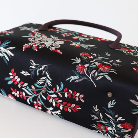 利休バッグ / Black Bistre Floral / R_1086