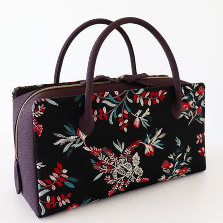 利休バッグ / Black Bistre Floral / R_1086