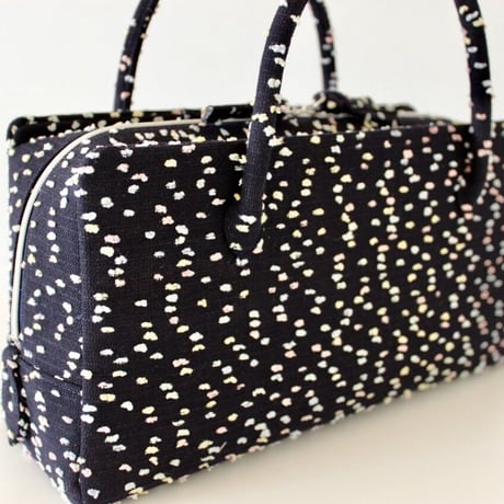 利休バッグ R_1020 / Navy fancy tweed