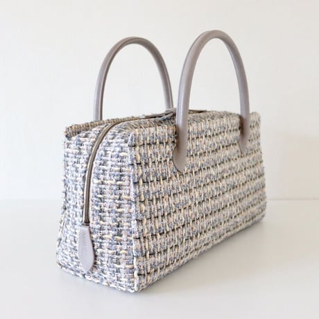 利休バッグ R_1043 / grey × cream fancy tweed