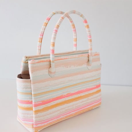 和装トートバッグ W_1032 / Pink Stripes