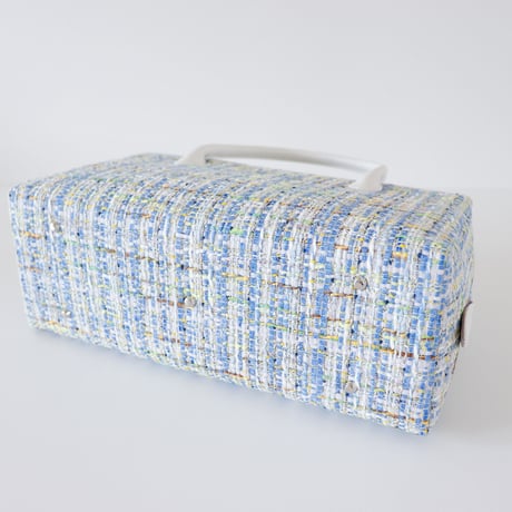 利休バッグ  / Blue fancy tweed / R_1128