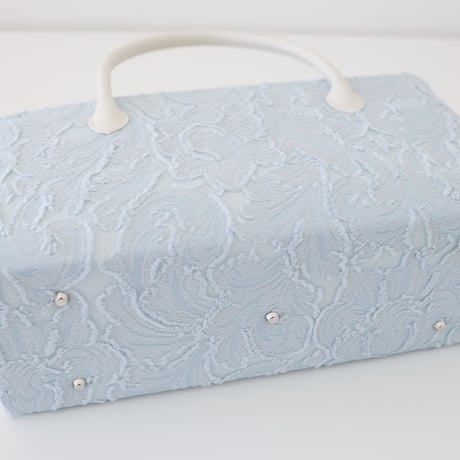 利休バッグ  /light blue floral/ R_1153