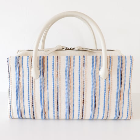 利休バッグ / Beige Blue Stripe / R_1064