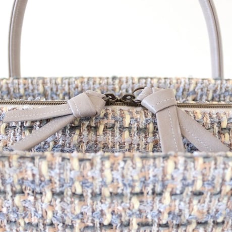 利休バッグ R_1043 / grey × cream fancy tweed