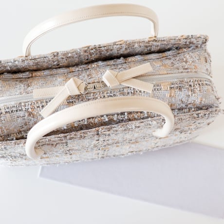 利休バッグ / Grey fancy tweed / R_1066