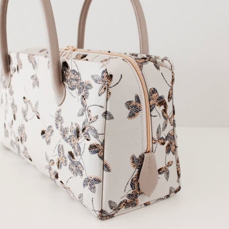 利休バッグ R_1018 / Silver botanical pattern