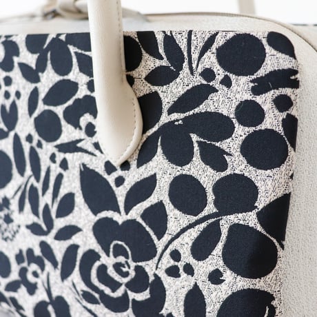 利休バッグ /black beige floral/ R_1097