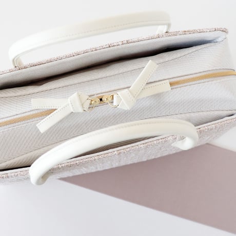 利休バッグ /beige ×white / R_1096