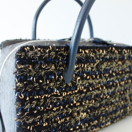 利休バッグ R_1026 / Black×Navy fancy tweed