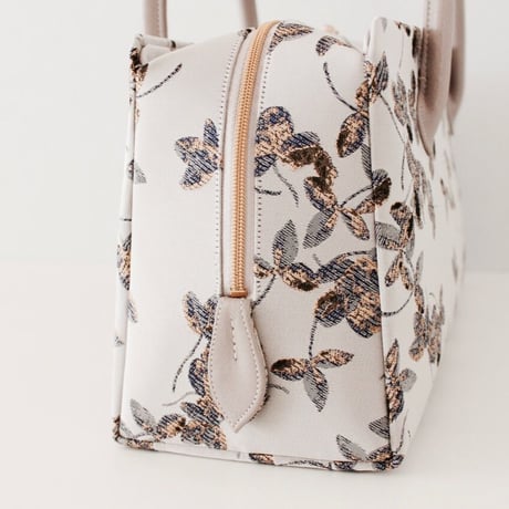 利休バッグ R_1018 / Silver botanical pattern