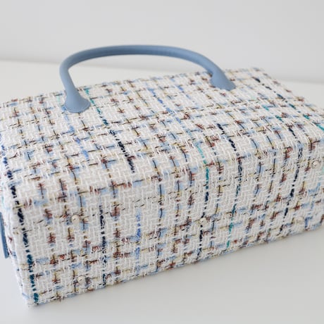 利休バッグ  /blue fancytweed/ R_1155