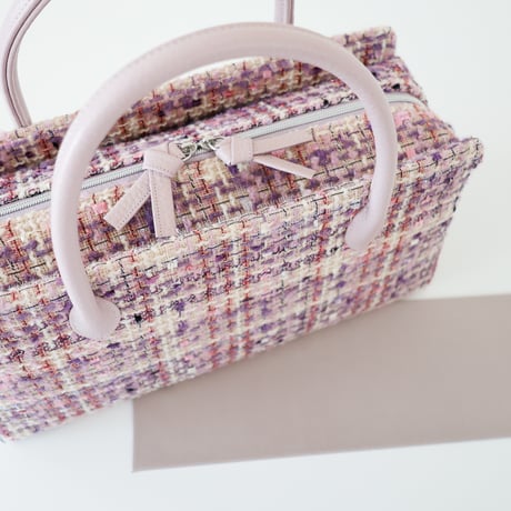 利休バッグ/pink fancy tweed/ R_1157