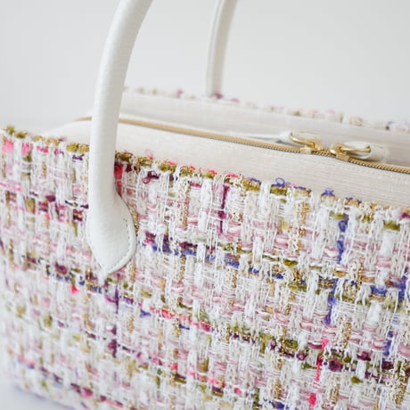 利休バッグ/white mix tweed/ R_1156
