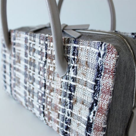 利休バッグ R_1025 / Brown ×White fancy tweed