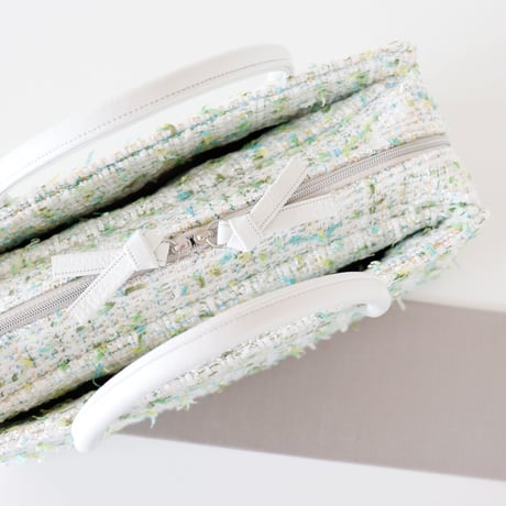 利休バッグ / White Green tweed / R_1061