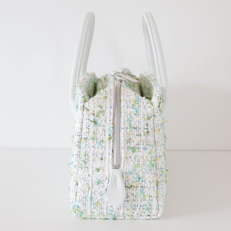 利休バッグ / White Green tweed / R_1061