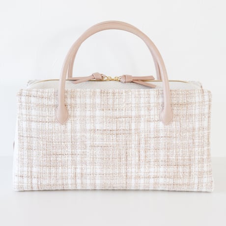 利休バッグ / Beige White tweed / R_1065