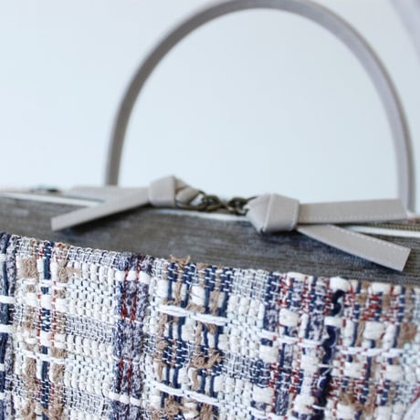 利休バッグ R_1025 / Brown ×White fancy tweed