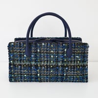 利休バッグ/blue navy fancytweed / R_1161