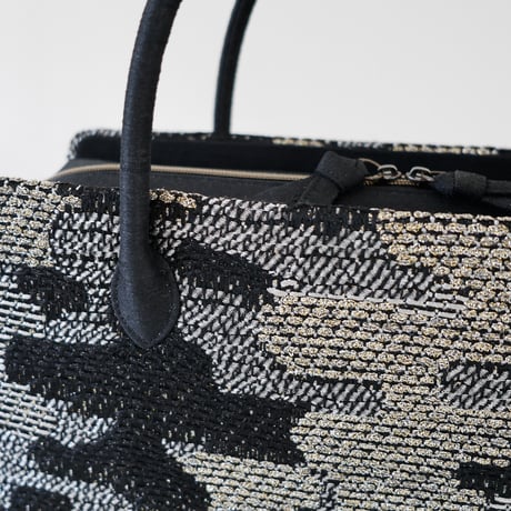 利休バッグ/black jacquard  / R_1162