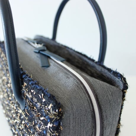 利休バッグ R_1026 / Black×Navy fancy tweed