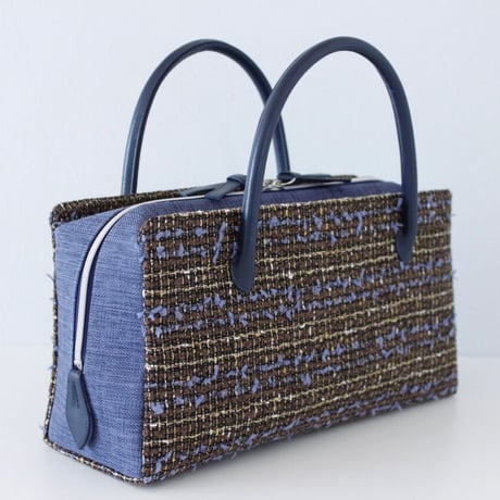 利休バッグ R_1021 / Brown Blue fancy tweed