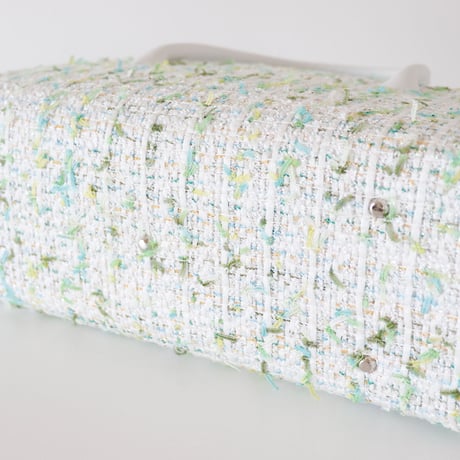利休バッグ / White Green tweed / R_1061
