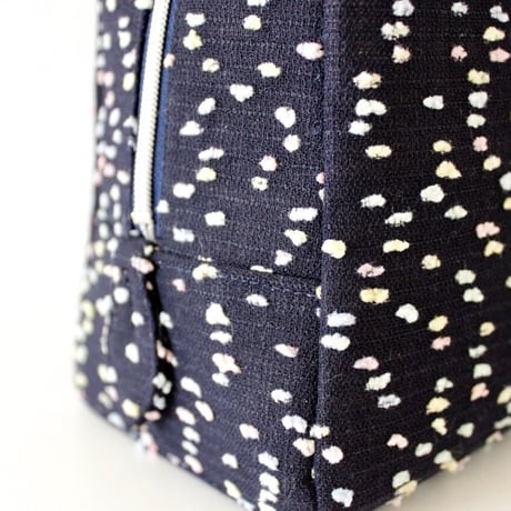 利休バッグ R_1020 / Navy fancy tweed