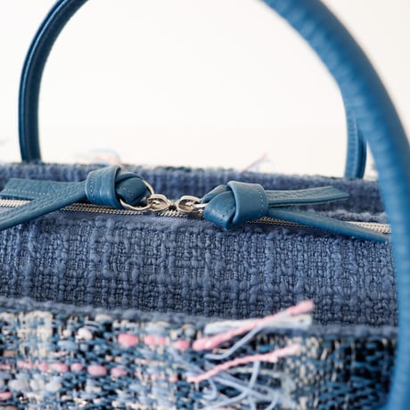 利休バッグ / Blue Fancy Tweed/ R_1119