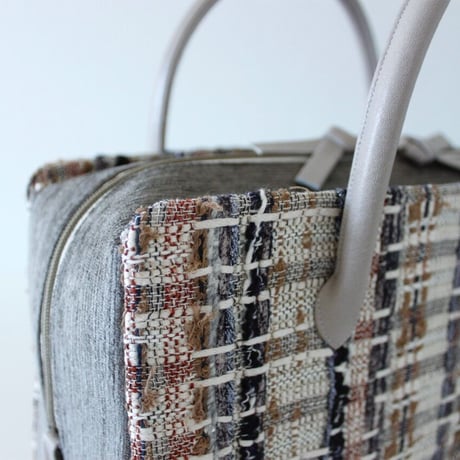 利休バッグ R_1025 / Brown ×White fancy tweed