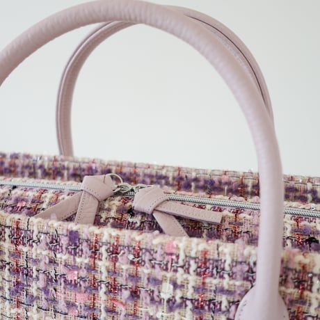 利休バッグ/pink fancy tweed/ R_1157