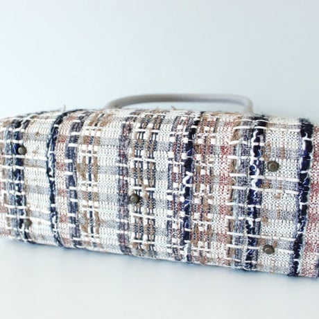 利休バッグ R_1025 / Brown ×White fancy tweed