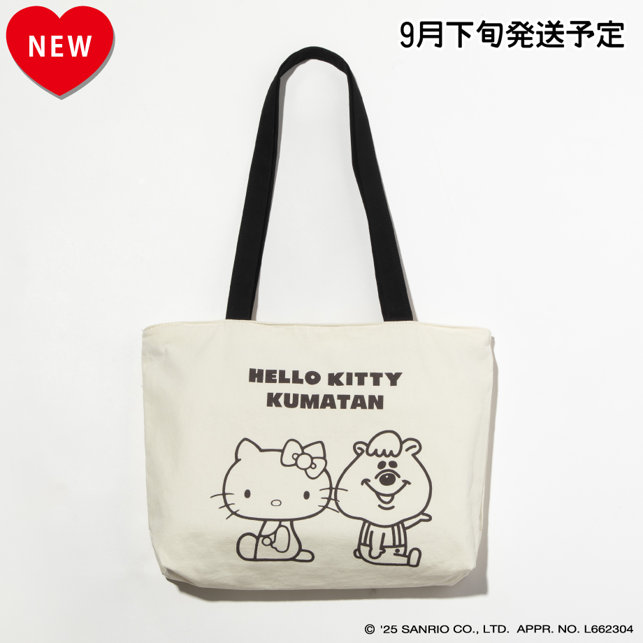 ハローキティ×クマタンキャンバストートバッグ【KMT-KI-003BLK