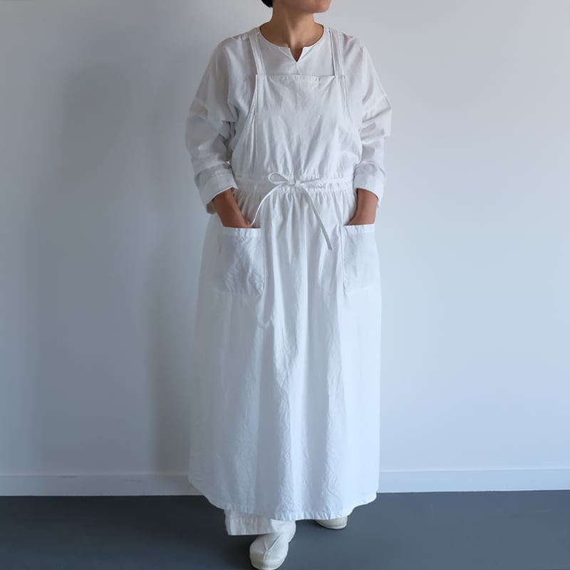 ギャザーエプロン/白 | takeshikanda