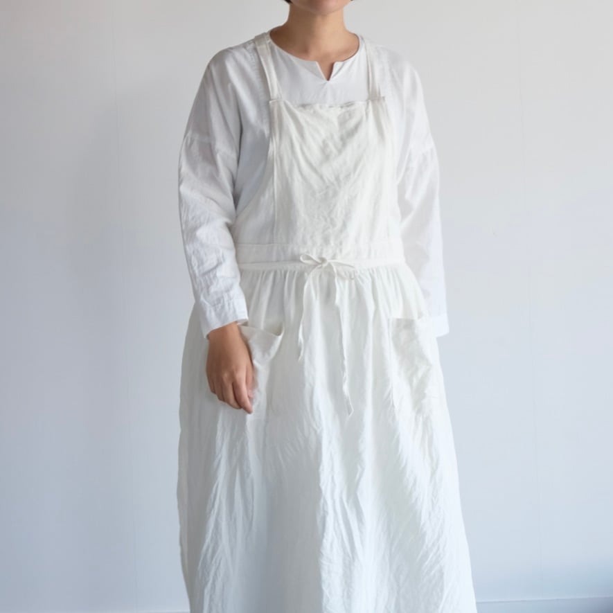 ギャザーエプロン/オフ白/麻 | takeshikanda