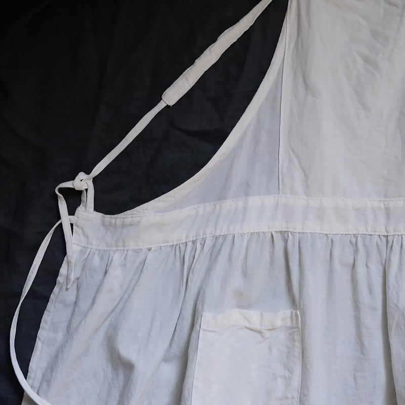 ギャザーエプロン/オフ白/麻 | takeshikanda